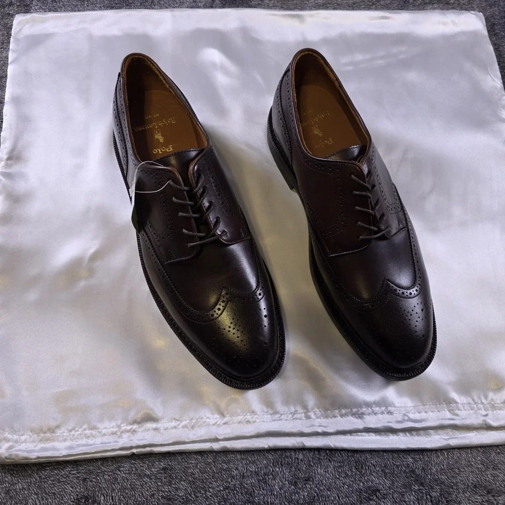 Polo Ralph Lauren Asher Wingtip Brown Leather Dress Shoes Size 11.5